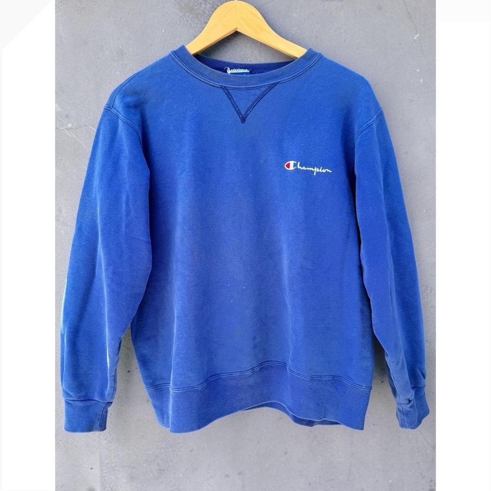 Vintage 90s Champion Sweatshirt Mens L Made USA Blue Script Logo Crewneck